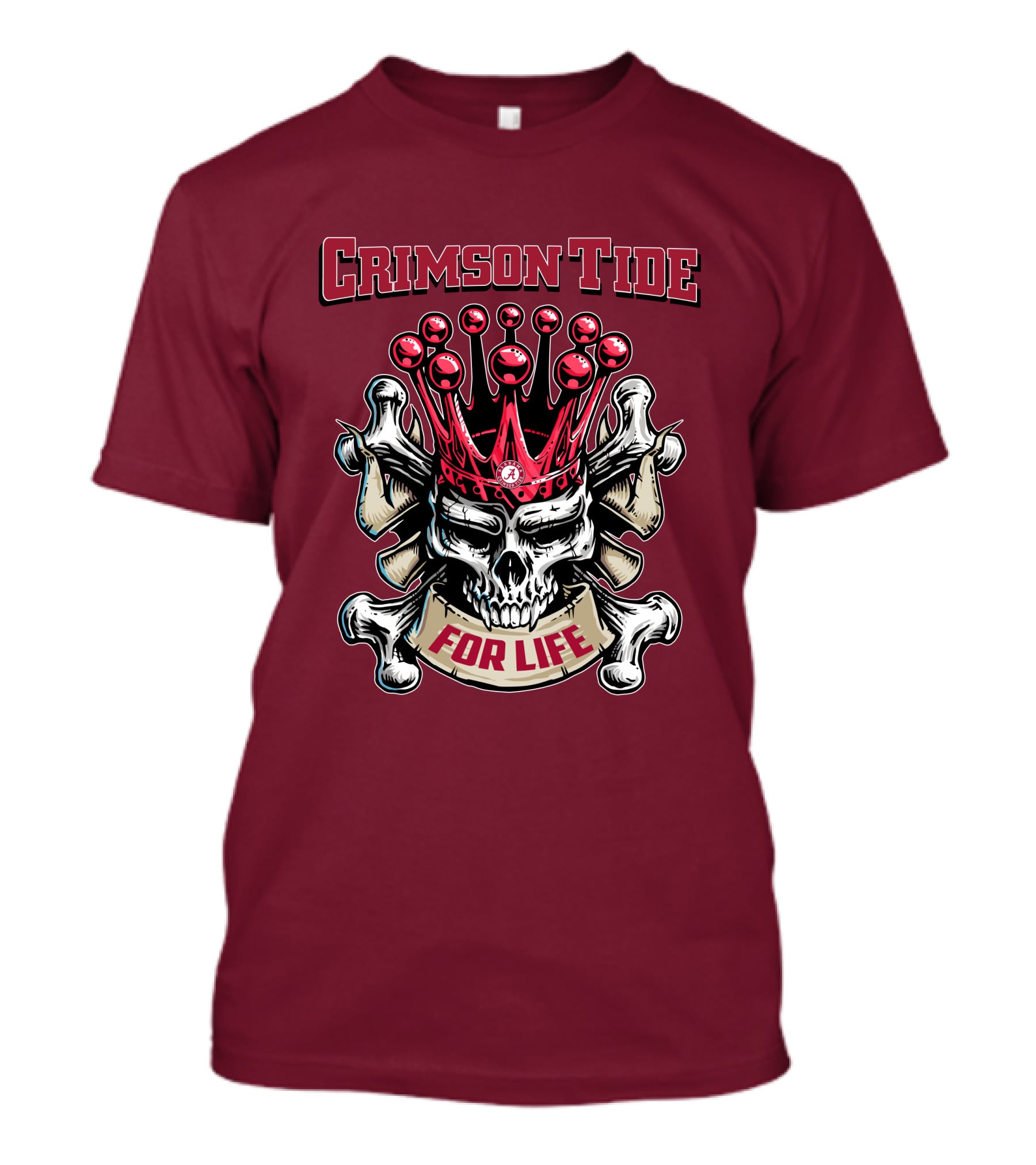 Crimson Tide Skull King For Life T-Shirt