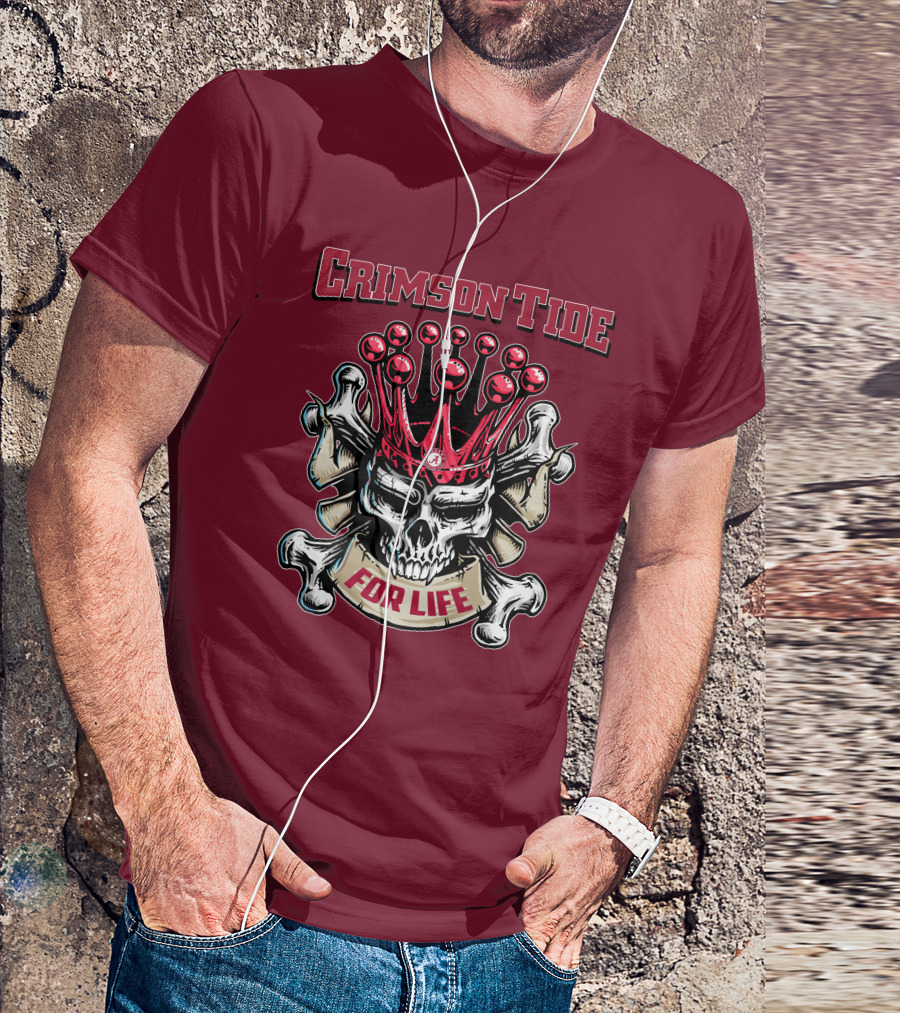 Crimson Tide Skull King For Life T-Shirt