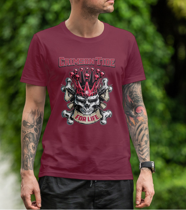 Crimson Tide Skull King For Life T-Shirt