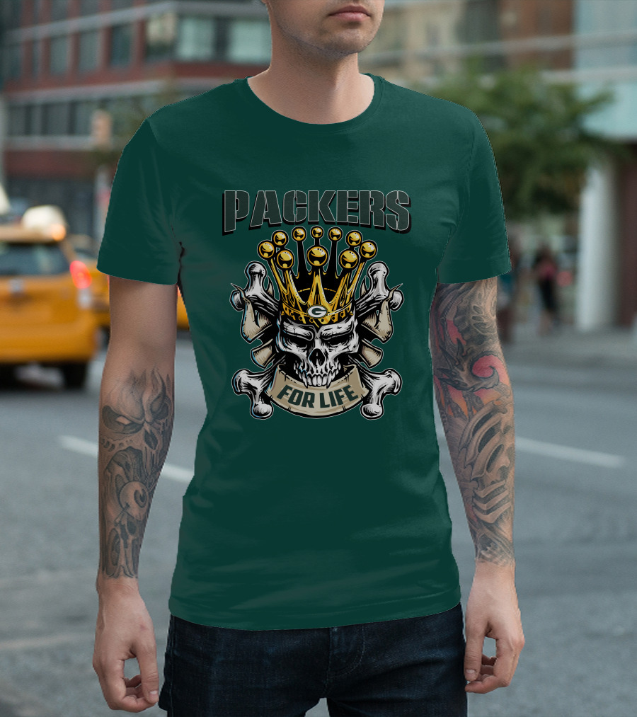 Packers Skull King Crown For Life T-Shirt