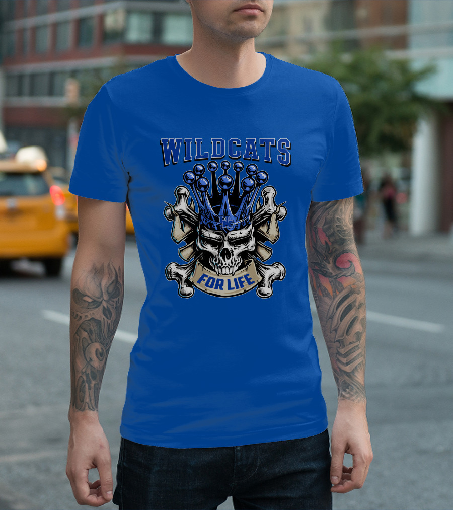 Wildcats For Life Skull King Kentucky Wildcats T-Shirt