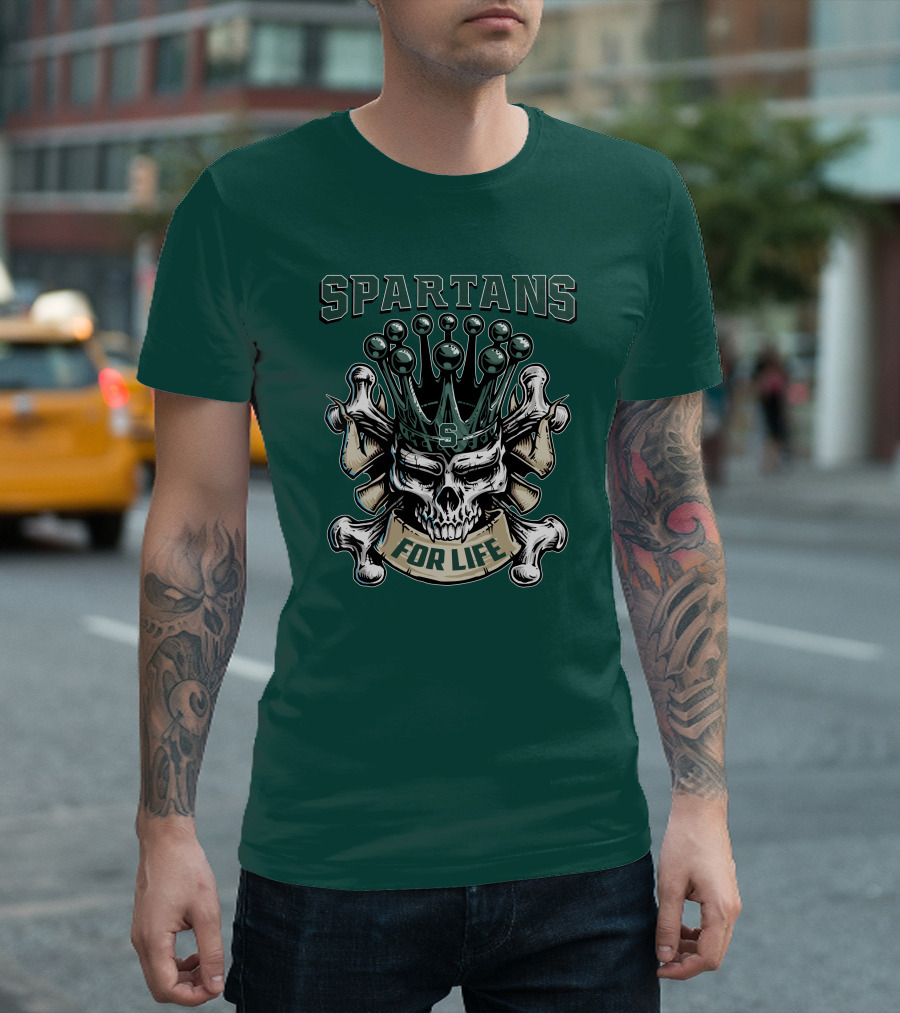 Spartans Skull King Michigan State For Life T-Shirt