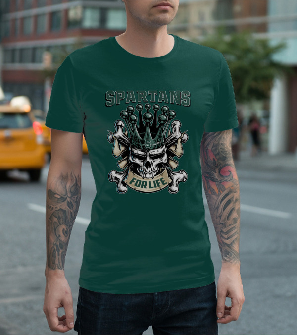 Spartans Skull King Michigan State For Life T-Shirt