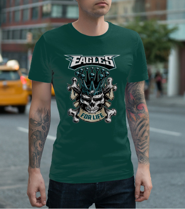 Eagles Skull King For Life Philadelphia Fan Dominion T-Shirt