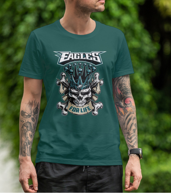 Eagles Skull King For Life Philadelphia Fan Dominion T-Shirt