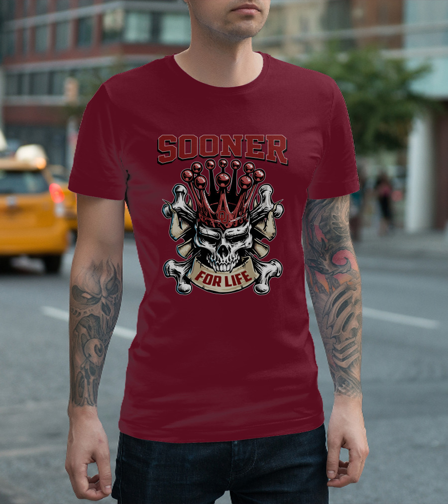 Sooner Skull King Ou Crown For Life T-Shirt