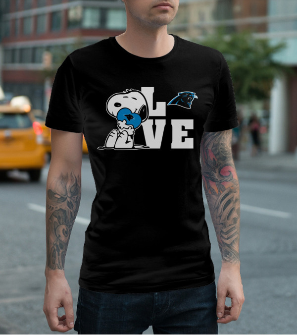 Snoopy Love Carolina Panthers Heart T-Shirt