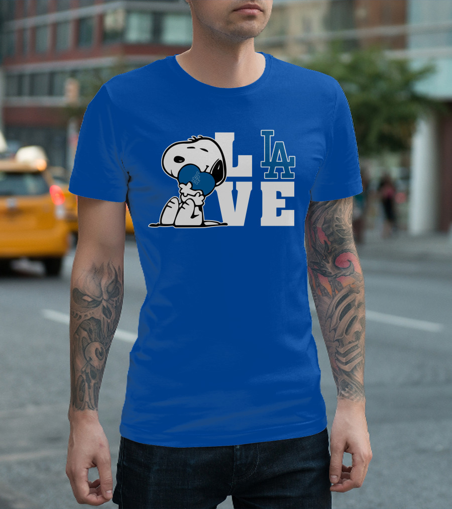 Snoopy Love La Dodgers Peanuts Mlb Collaboration T-Shirt