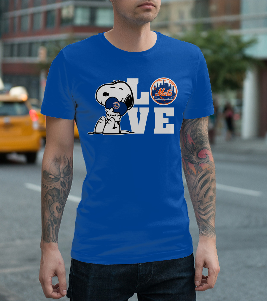 Snoopy Love Mets Baseball New York Peanuts Fan Gear T-Shirt