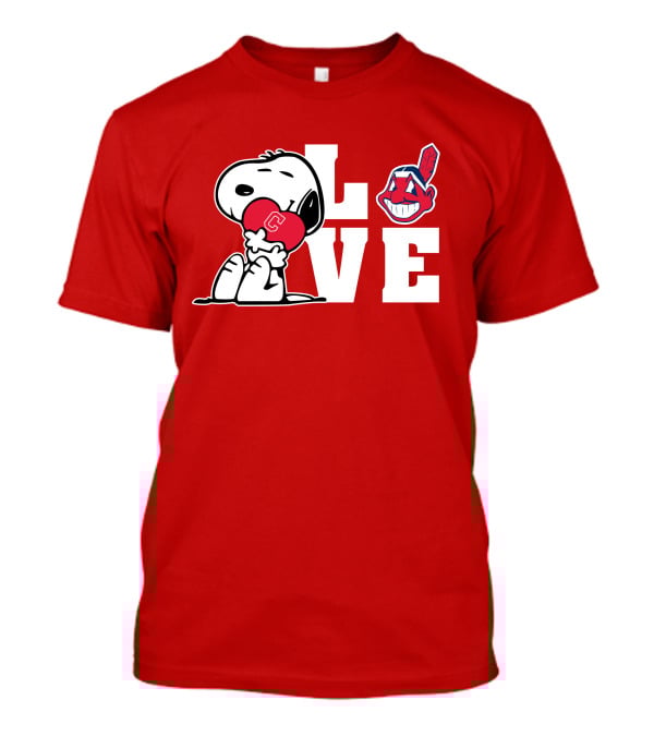 Snoopy Love Cleveland Heart Chief Wahoo T-Shirt