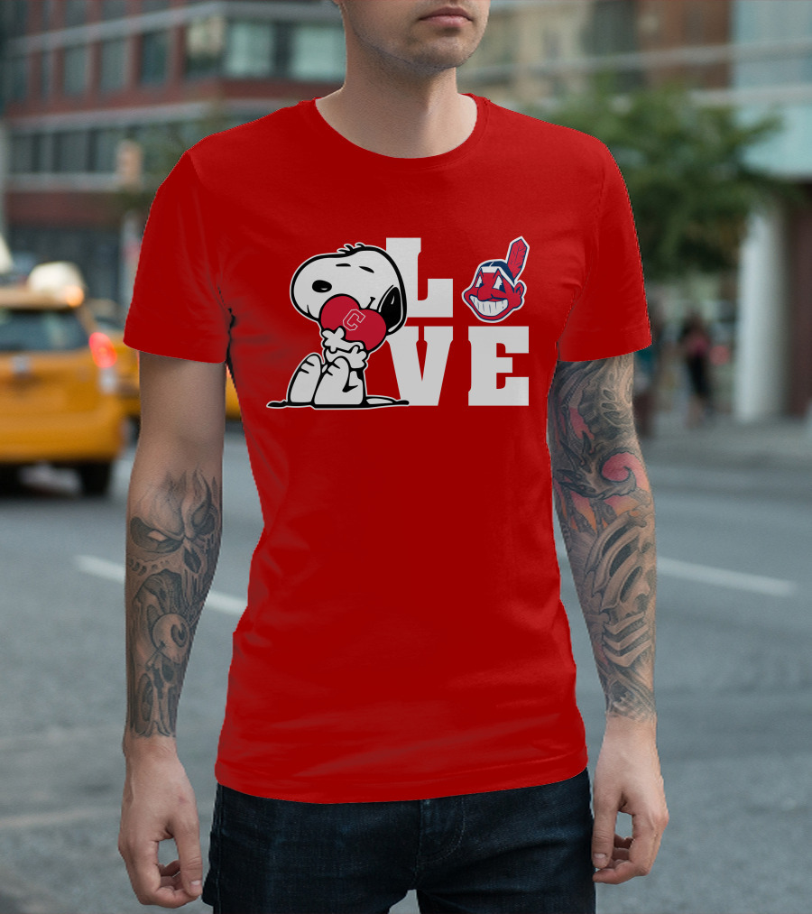 Snoopy Love Cleveland Heart Chief Wahoo T-Shirt