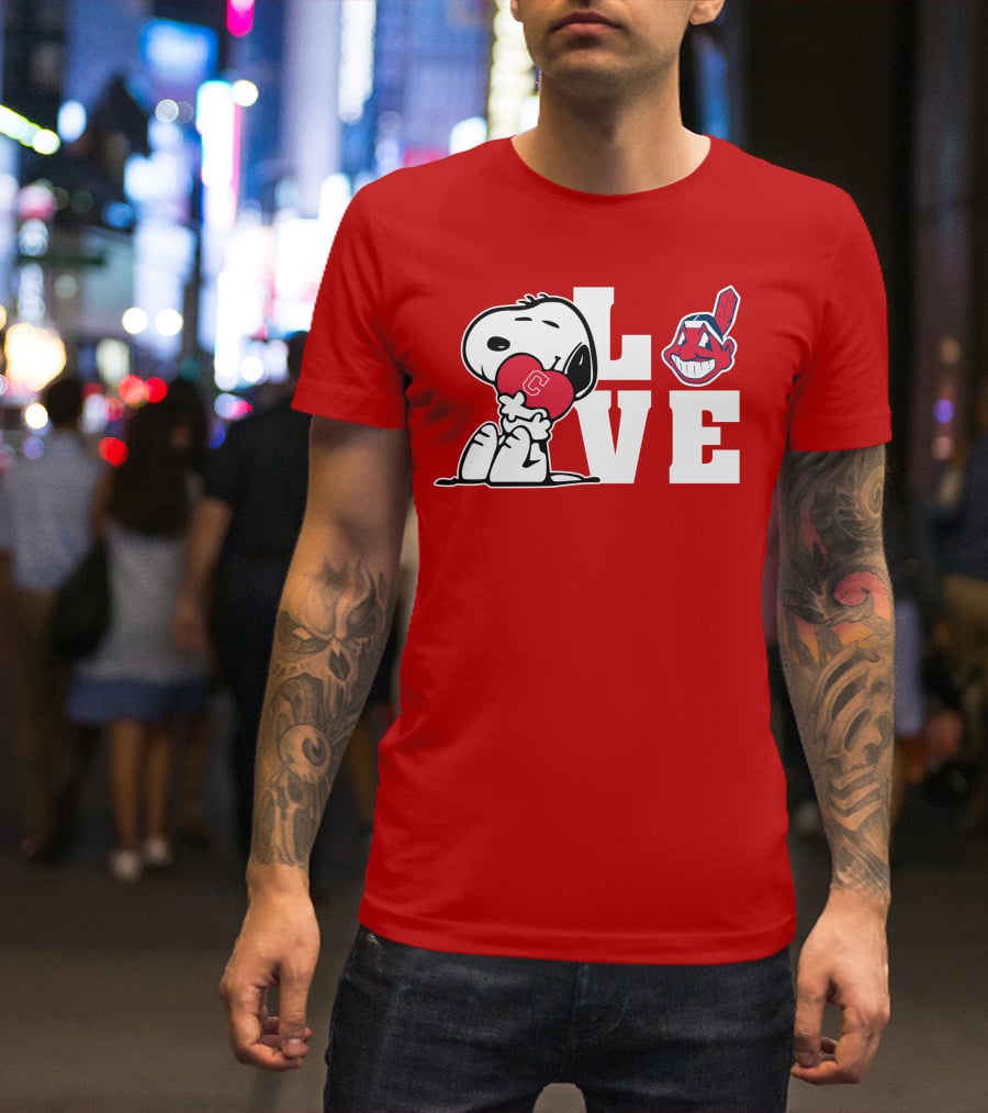 Snoopy Love Cleveland Heart Chief Wahoo T-Shirt