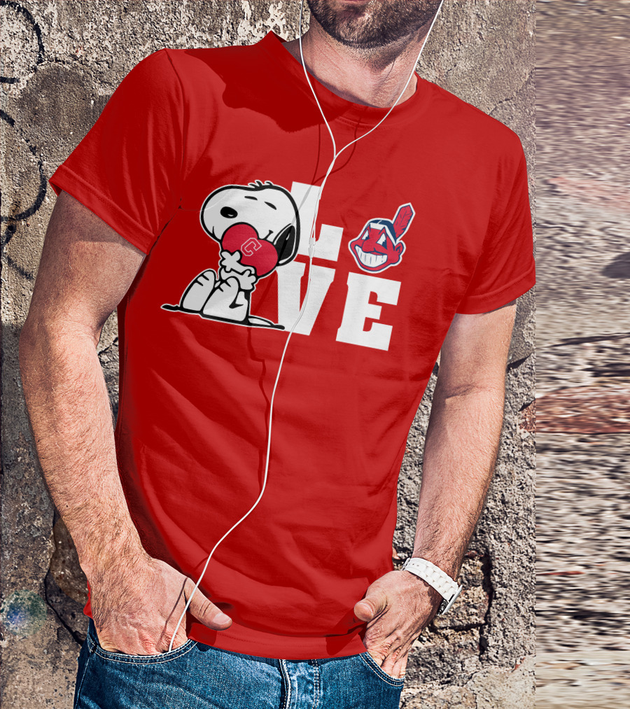 Snoopy Love Cleveland Heart Chief Wahoo T-Shirt