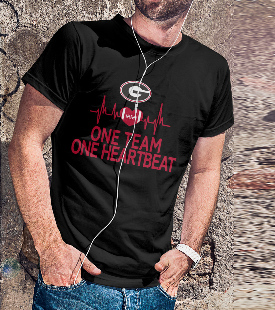 Georgia Bulldogs One Team One Heartbeat Football Heartbeat T-Shirt