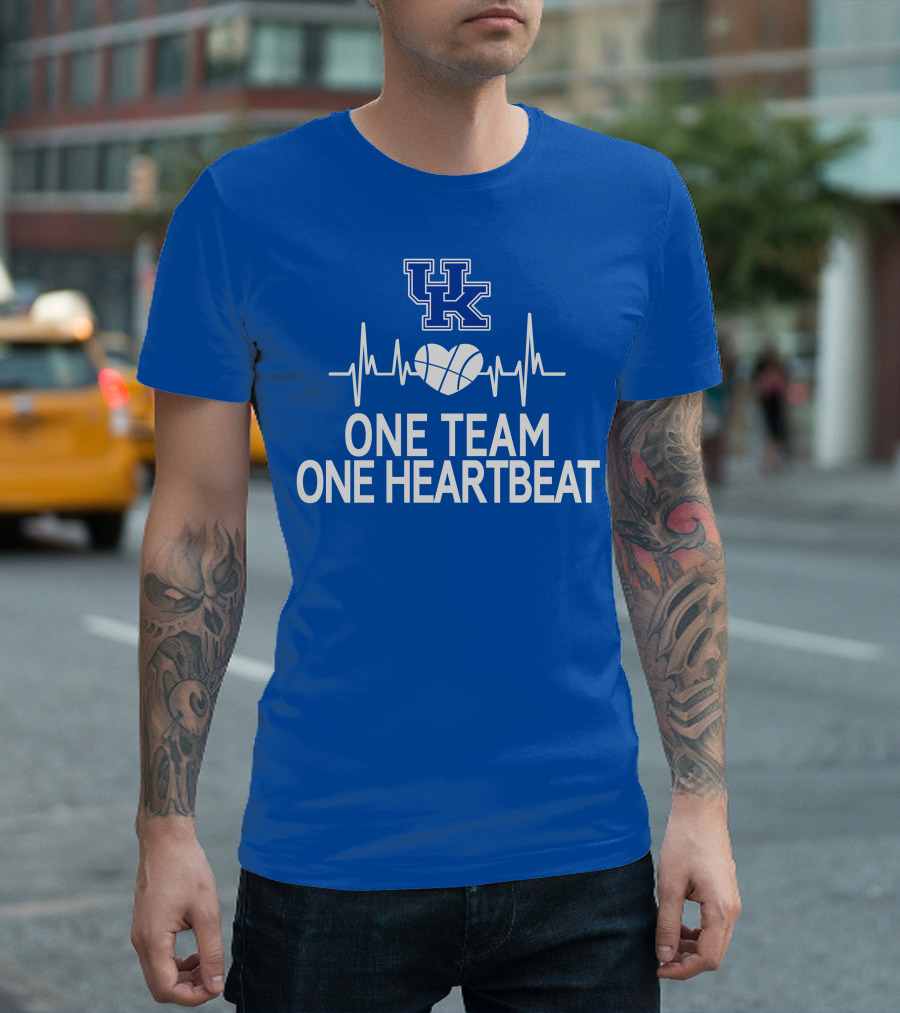 Kentucky Wildcats UK Logo One Team One Heartbeat Basketball Heartbeat T-Shirt