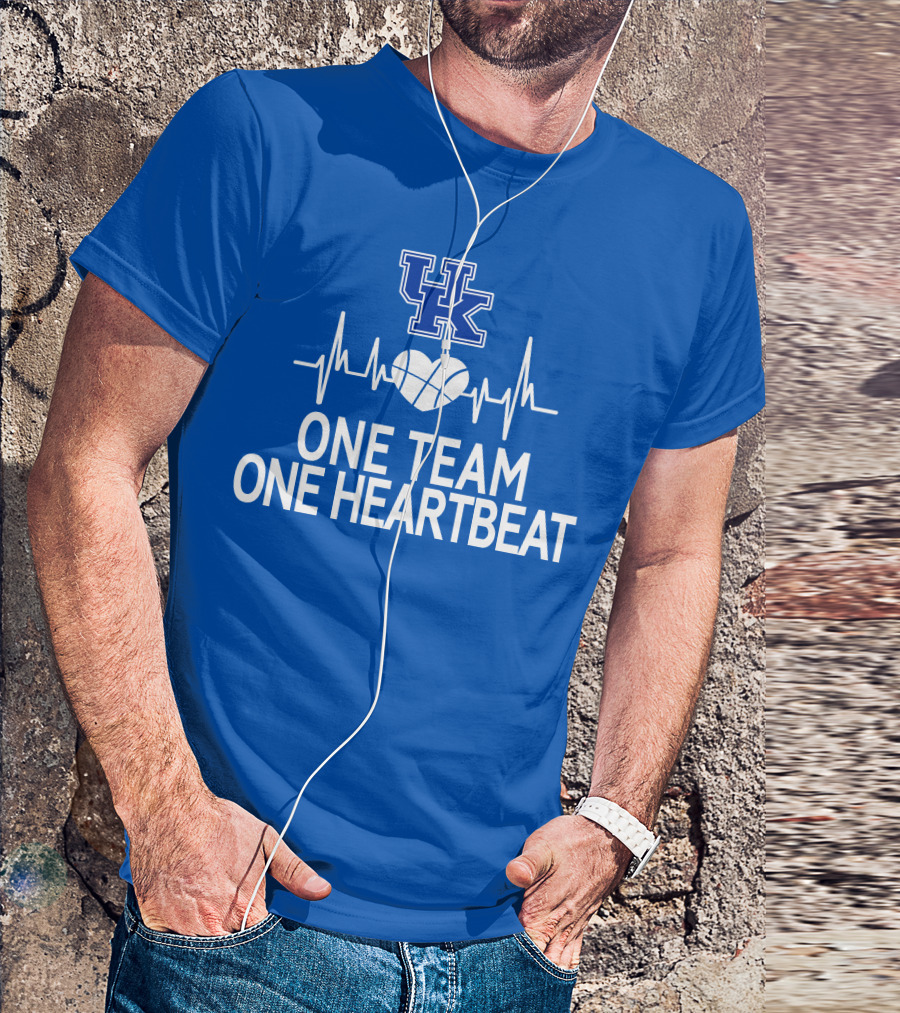 Kentucky Wildcats UK Logo One Team One Heartbeat Basketball Heartbeat T-Shirt