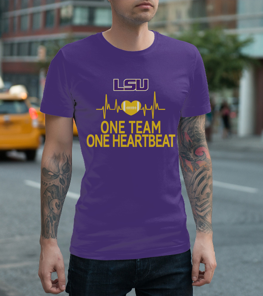Lsu Tigers One Team One Heartbeat Football Heartbeat T-Shirt