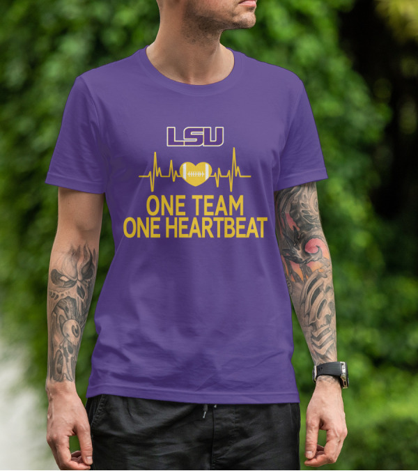 Lsu Tigers One Team One Heartbeat Football Heartbeat T-Shirt