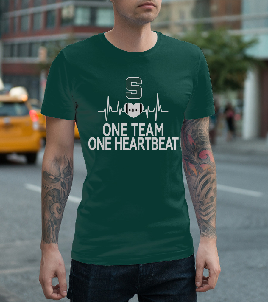 Michigan State Spartans S Logo Football Heartbeat One Team One Heartbeat T-Shirt