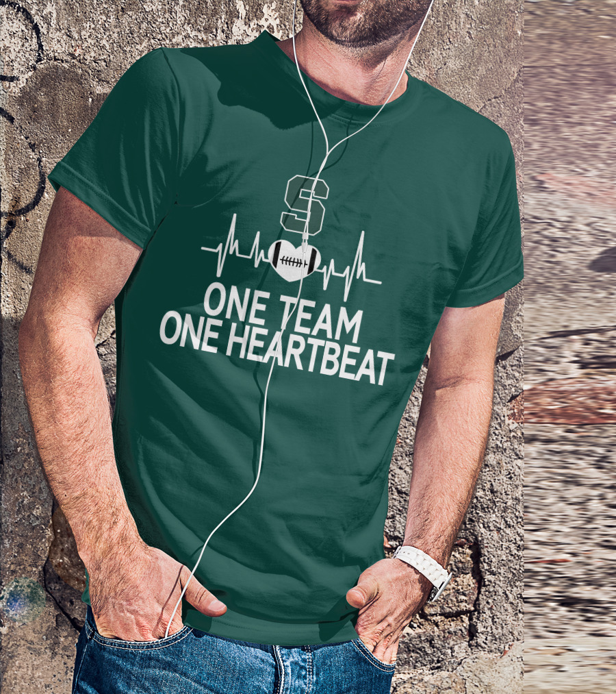 Michigan State Spartans S Logo Football Heartbeat One Team One Heartbeat T-Shirt