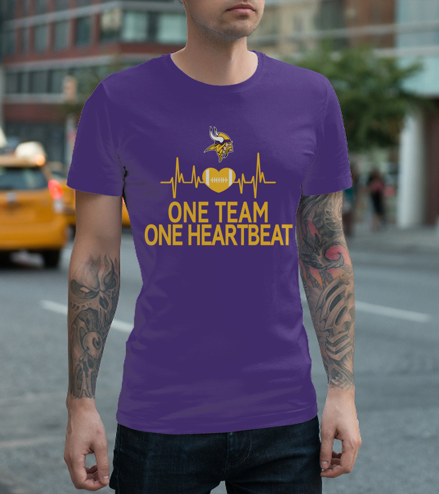 Minnesota Vikings One Team One Heartbeat Football Heartbeat T-Shirt