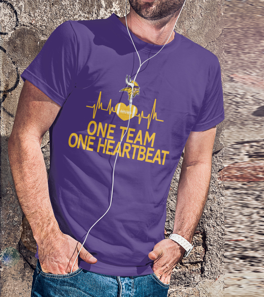 Minnesota Vikings One Team One Heartbeat Football Heartbeat T-Shirt
