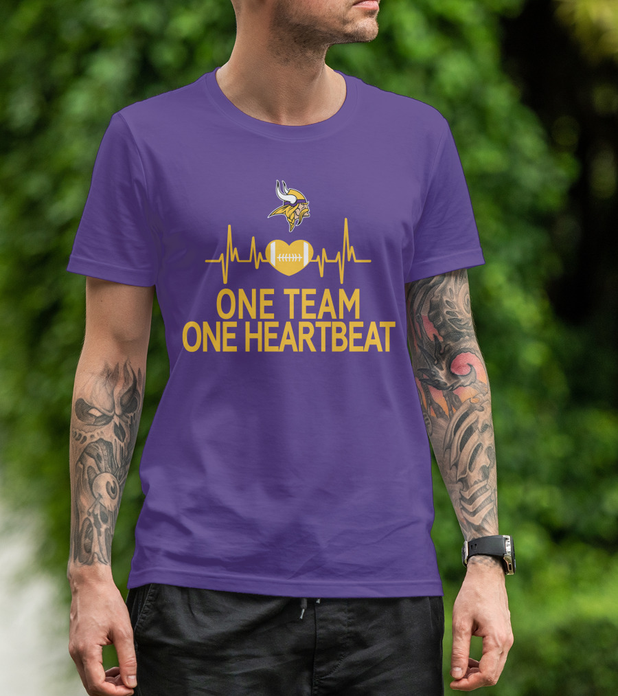 Minnesota Vikings One Team One Heartbeat Football Heartbeat T-Shirt