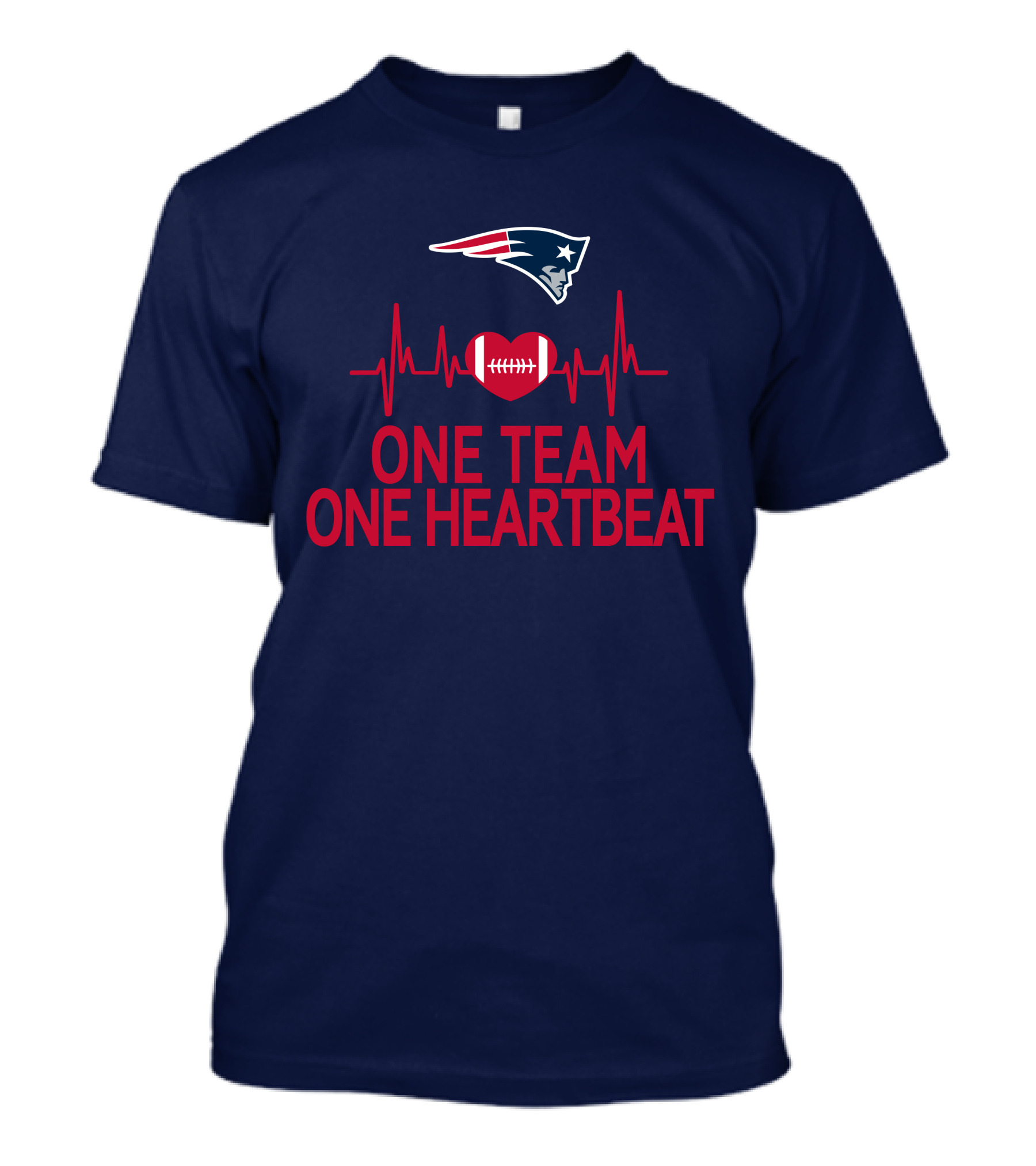 New England Patriots Logo One Team One Heartbeat Football Heartbeat Line T-Shirt
