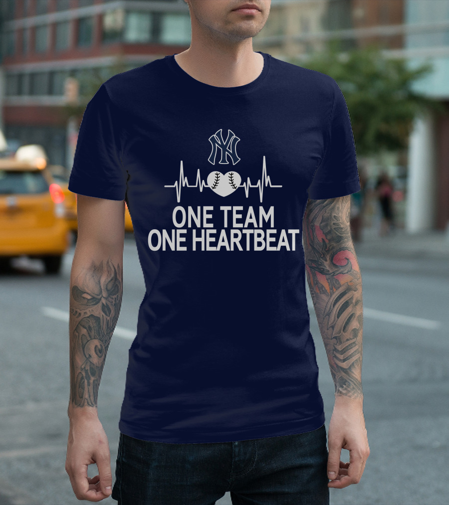 New York Yankees One Team One Heartbeat Baseball Heartbeat T-Shirt