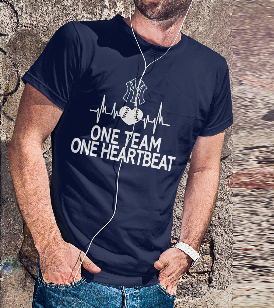 New York Yankees One Team One Heartbeat Baseball Heartbeat T-Shirt