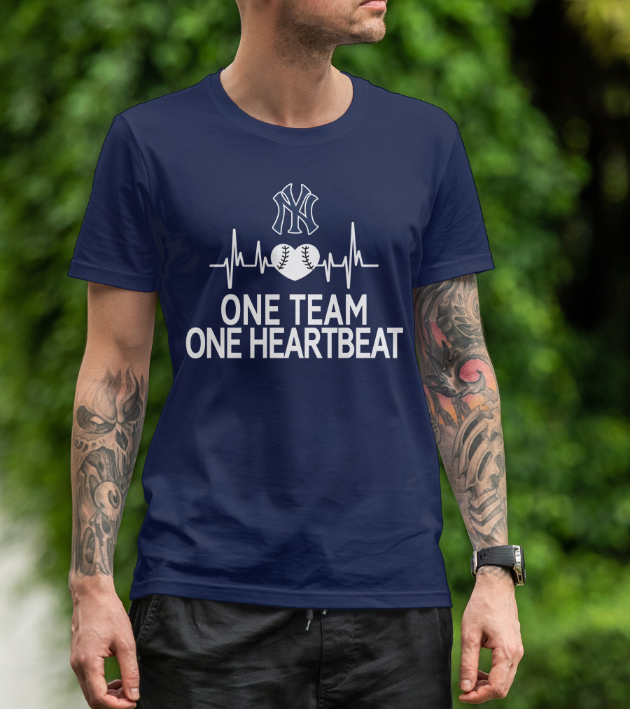 New York Yankees One Team One Heartbeat Baseball Heartbeat T-Shirt