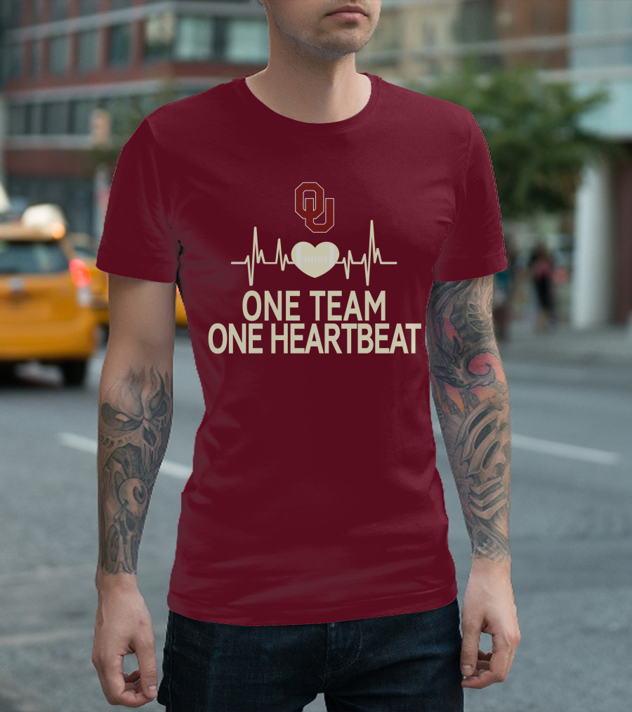 Oklahoma Sooners Football Heartbeat One Team One Heartbeat T-Shirt
