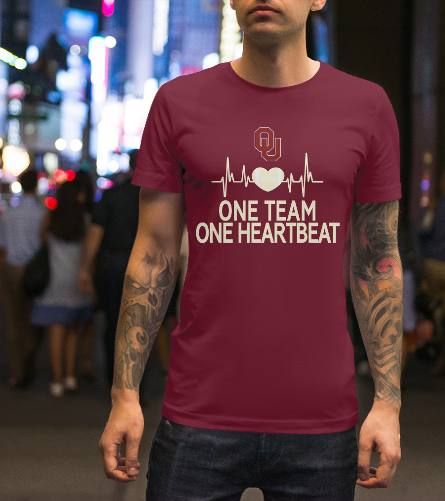 Oklahoma Sooners Football Heartbeat One Team One Heartbeat T-Shirt