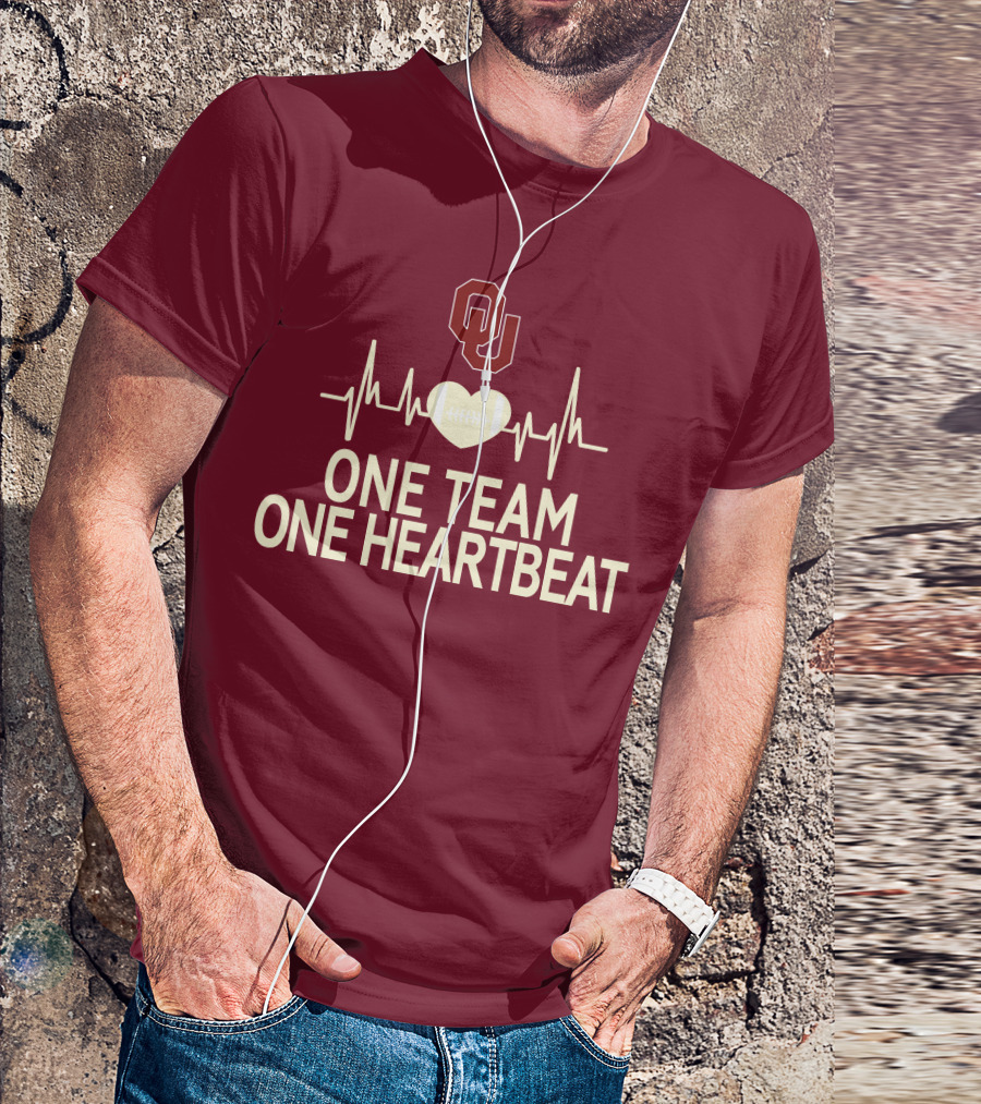 Oklahoma Sooners Football Heartbeat One Team One Heartbeat T-Shirt