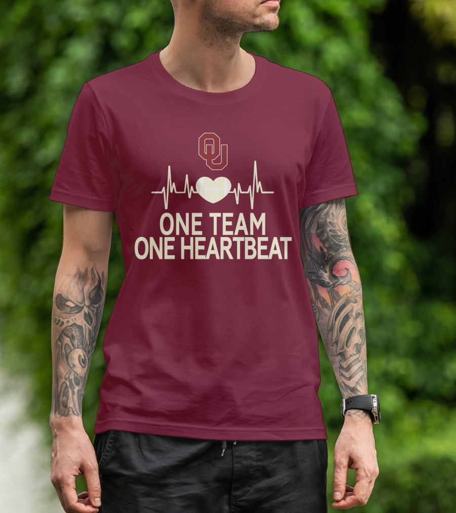 Oklahoma Sooners Football Heartbeat One Team One Heartbeat T-Shirt