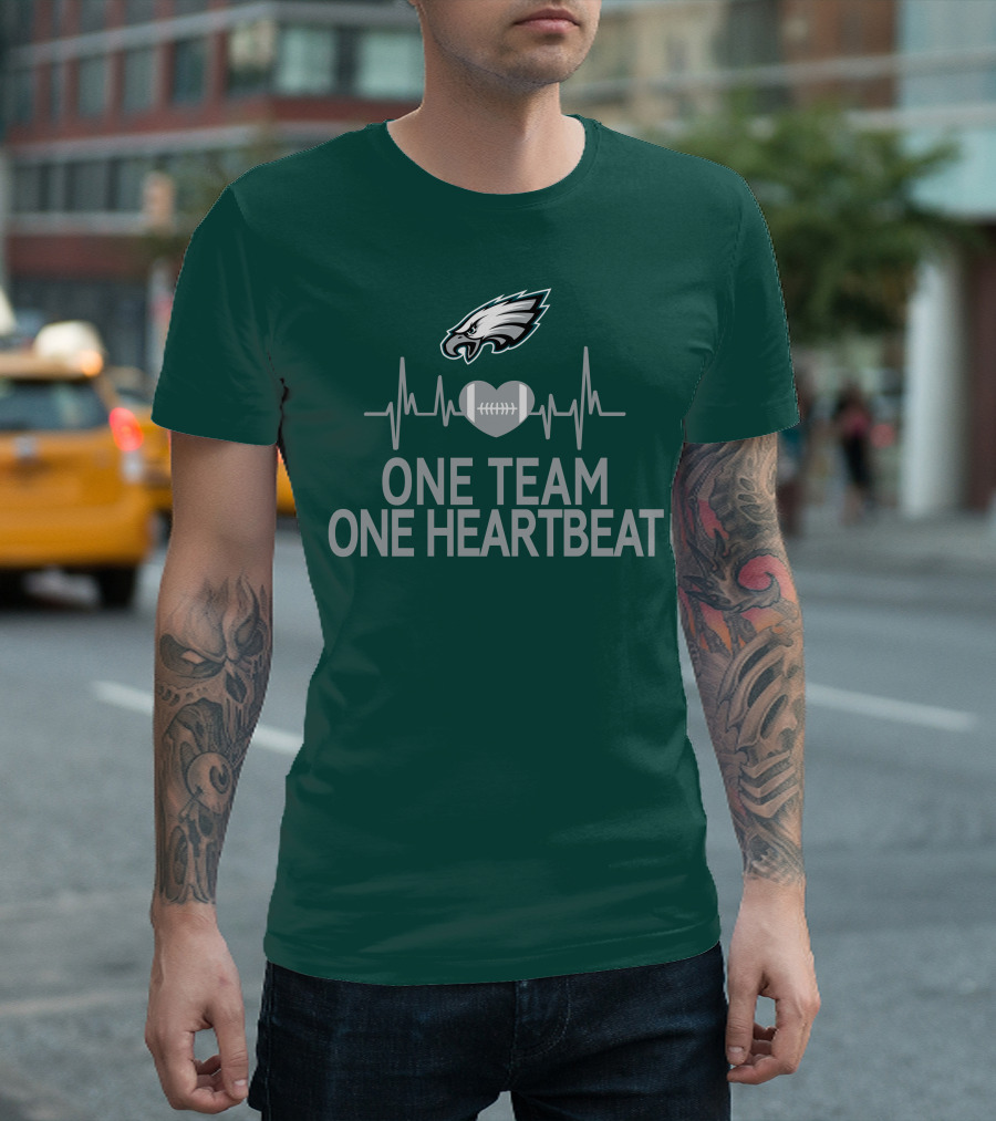 Philadelphia Eagles One Team One Heartbeat Football Logo Heartbeat T-Shirt