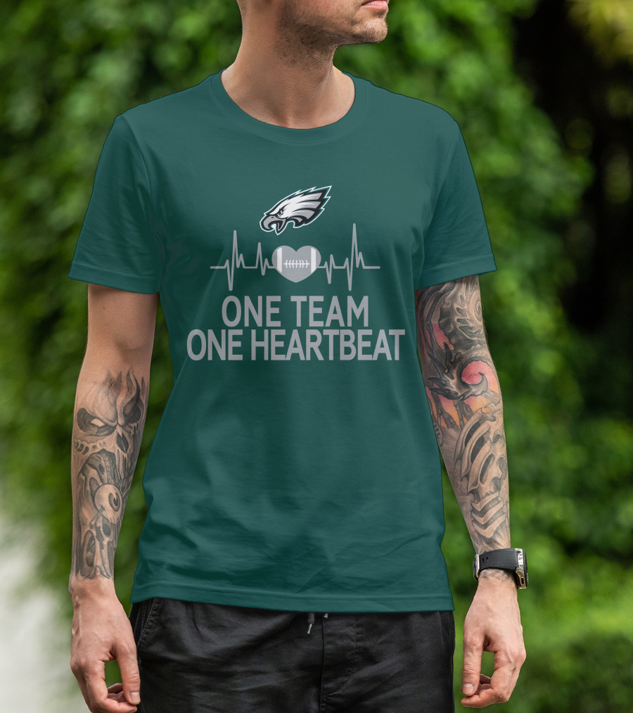 Philadelphia Eagles One Team One Heartbeat Football Logo Heartbeat T-Shirt