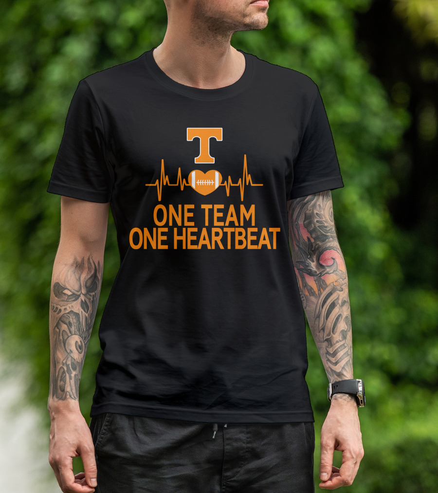 Tennessee Volunteers T Logo Heartbeat Football One Team One Heartbeat T-Shirt