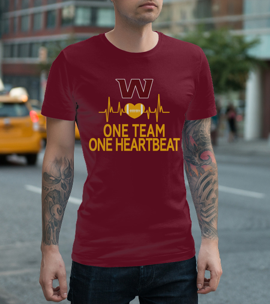 Washington Football Team W One Team One Heartbeat Football Heartbeat T-Shirt