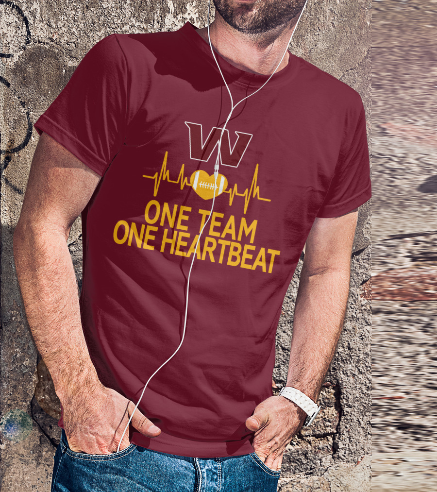 Washington Football Team W One Team One Heartbeat Football Heartbeat T-Shirt