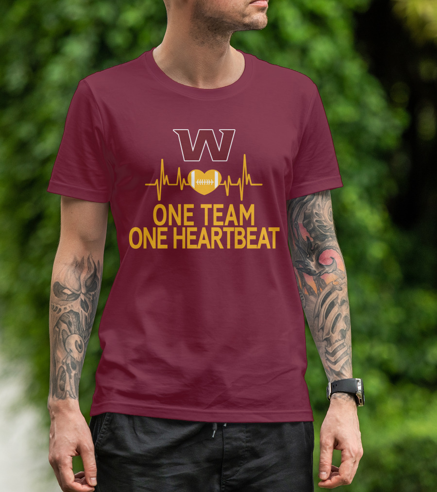 Washington Football Team W One Team One Heartbeat Football Heartbeat T-Shirt