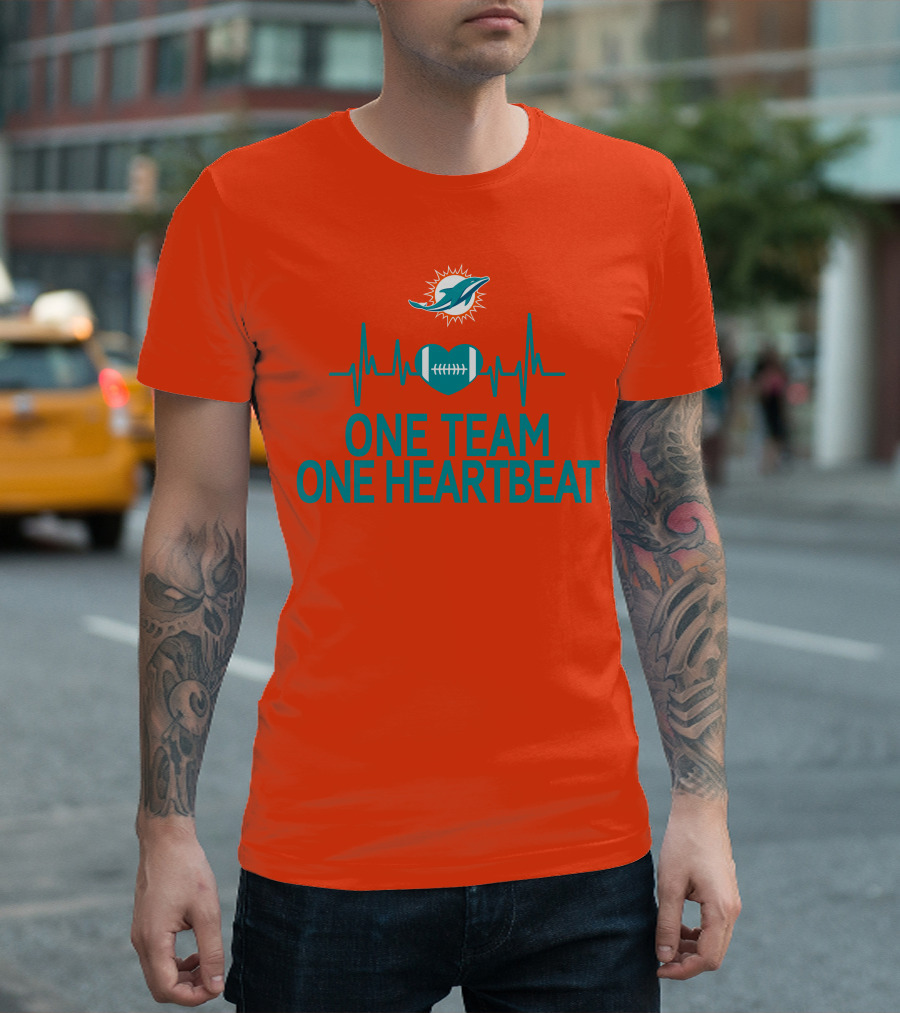 Miami Dolphins Heartbeat Football Team Unity T-Shirt