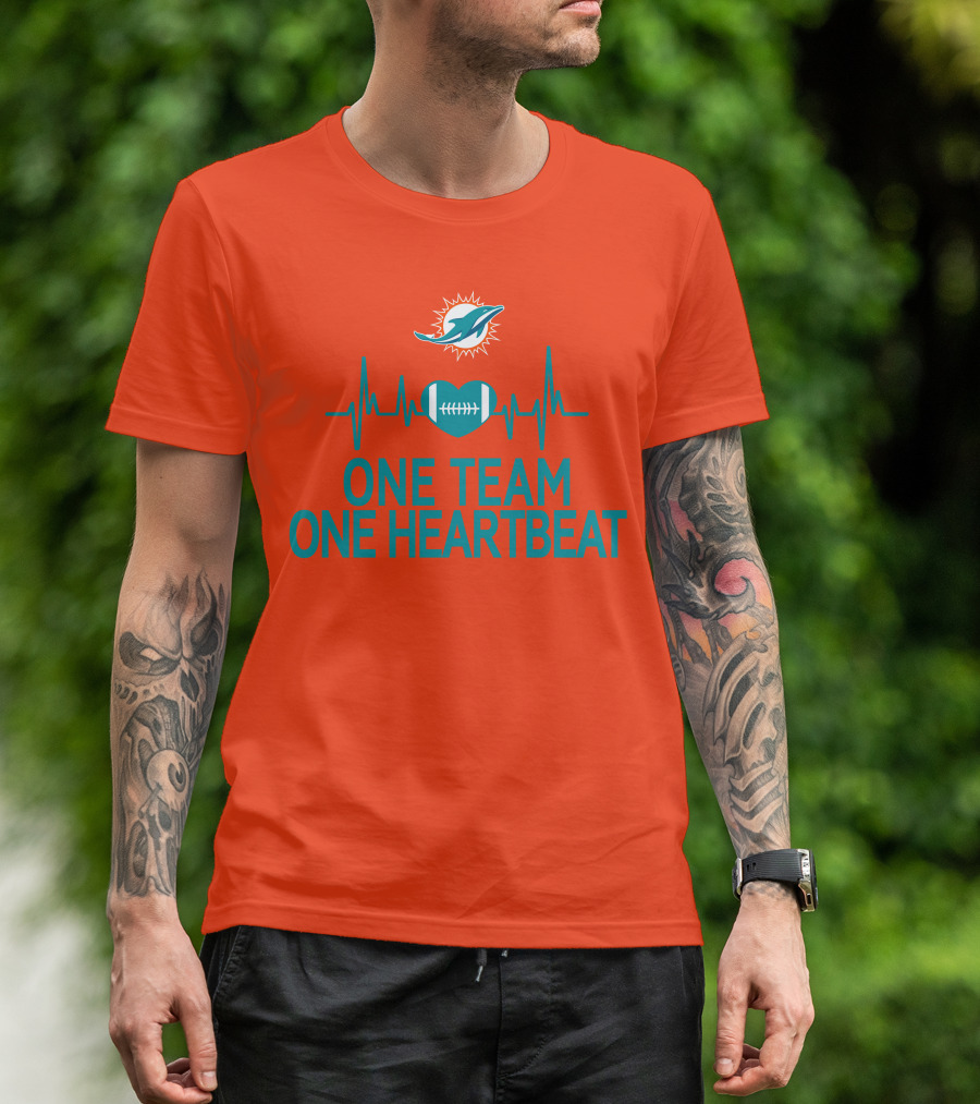 Miami Dolphins Heartbeat Football Team Unity T-Shirt