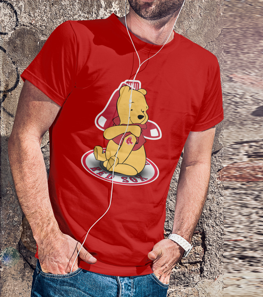 Boston Red Sox Winnie The Pooh Hugging Baseball T-Shirt