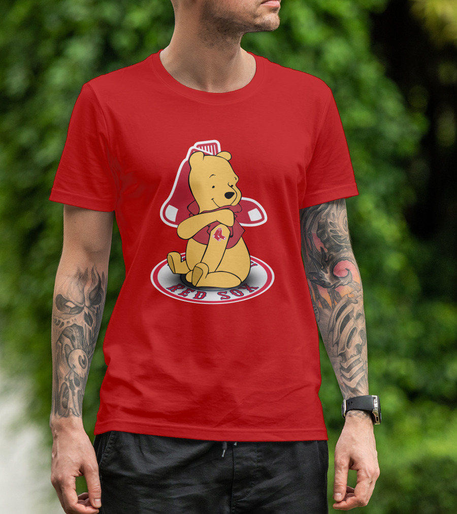 Boston Red Sox Winnie The Pooh Hugging Baseball T-Shirt