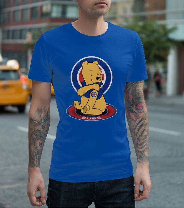 Chicago Cubs Pooh Bear Crossover Logo T-Shirt