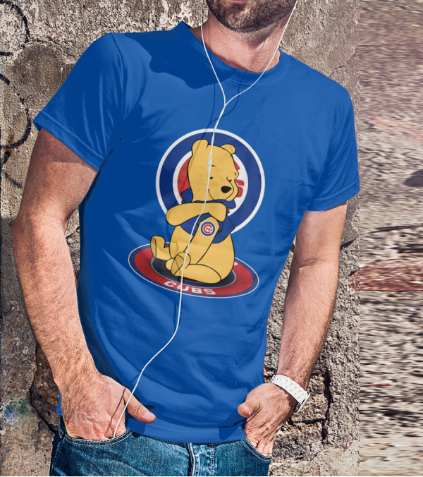 Chicago Cubs Pooh Bear Crossover Logo T-Shirt