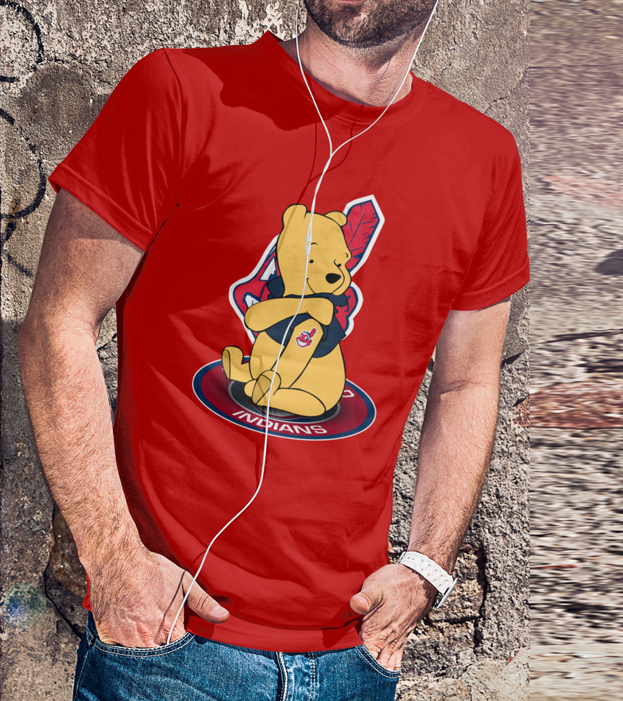 Winnie The Pooh Cleveland Indians Baseball Team Crossover T-Shirt
