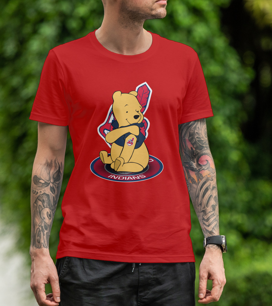 Winnie The Pooh Cleveland Indians Baseball Team Crossover T-Shirt