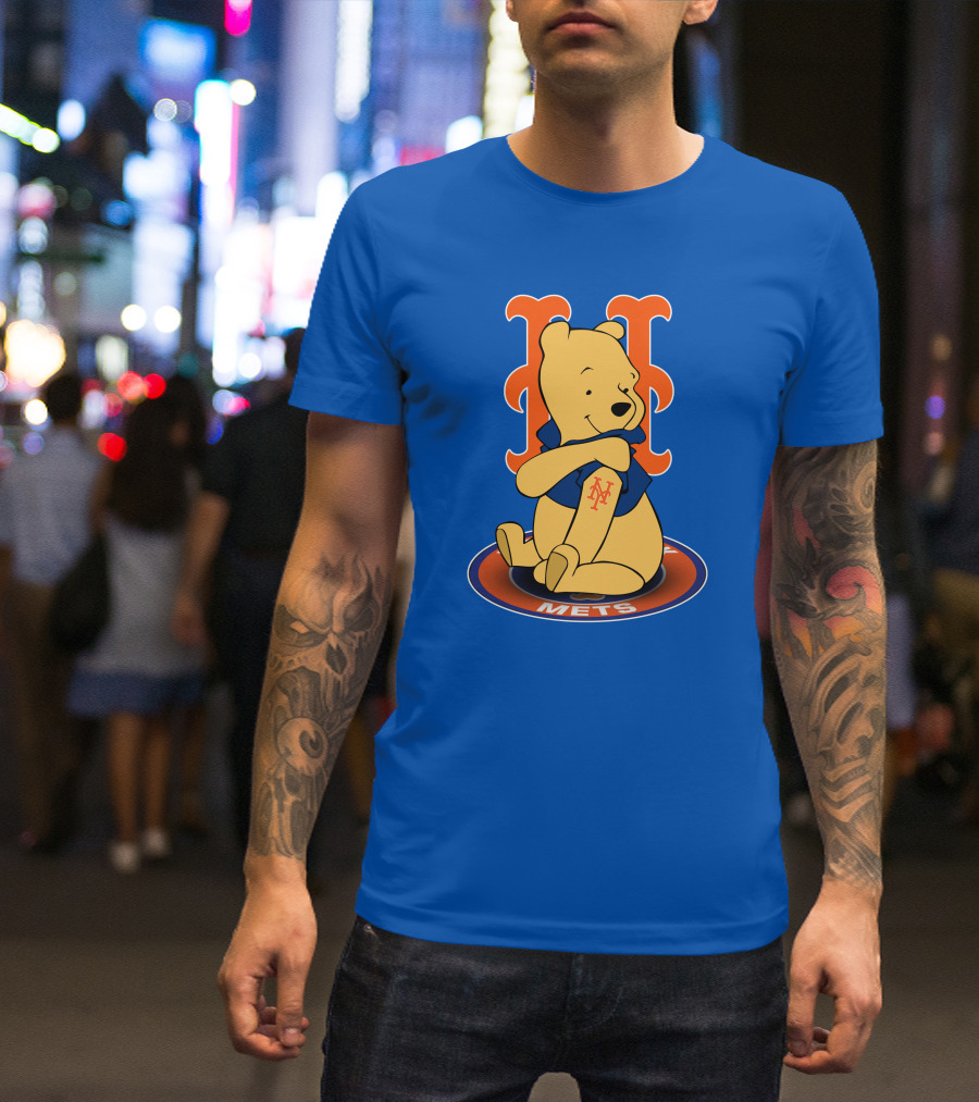 New York Mets Winnie The Pooh MLB Character Crossover T-Shirt
